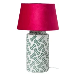 Xenos Lampvoet keramiek - wit/groen - ø12x22 cm- Lampenvoeten