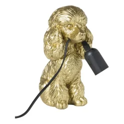 Xenos Lampvoet poedel - goudkleurig - 24.5x20.5x12.5 cm- Tafellampen