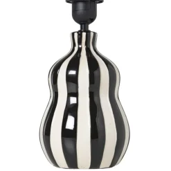 Xenos Lampvoet streepjes - zwart/wit - ø13.7x20 cm- Lampenvoeten