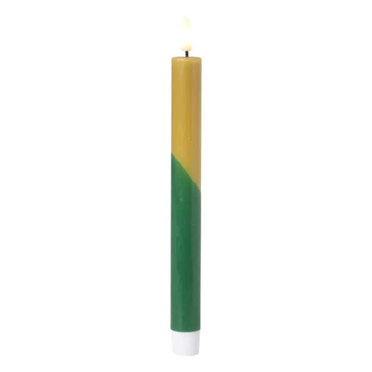 Xenos LED dinerkaars duo - groen/olijfgroen - ø2.2x24.5 cm- Led Kaarsen