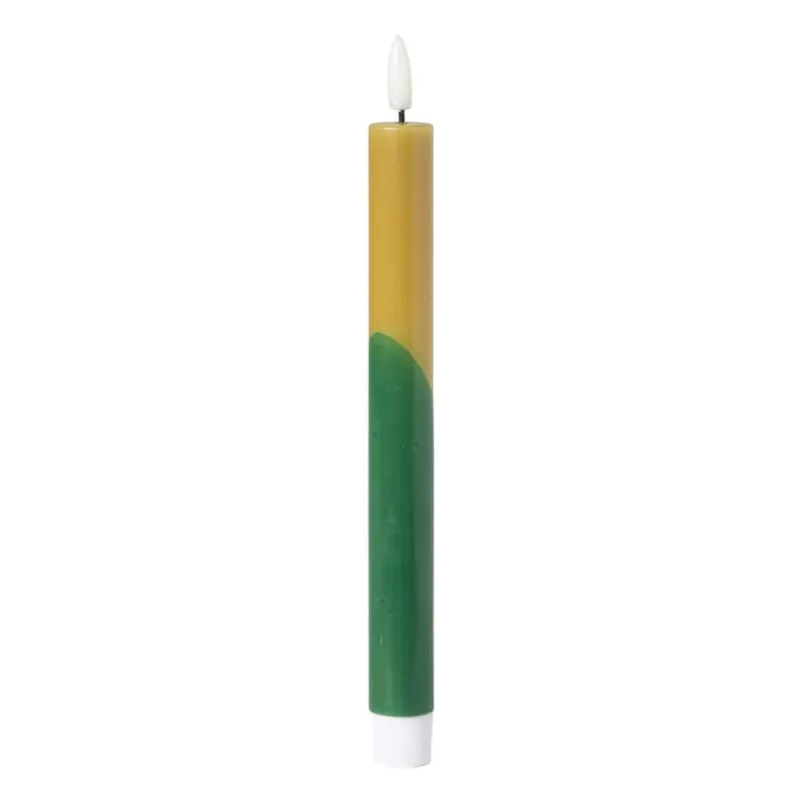 Xenos LED dinerkaars duo - groen/olijfgroen - ø2.2x24.5 cm- Led Kaarsen