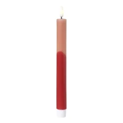 Xenos LED dinerkaars duo - roze/rood - ø2.2x24.5 cm- Led Kaarsen