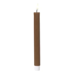 Xenos LED dinerkaars rib - bruin - ø2.2x24.5 cm- Led Kaarsen