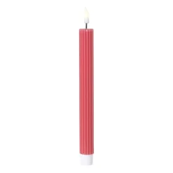 Xenos LED dinerkaars rib - roze - ø2.2x24.5 cm- Led Kaarsen