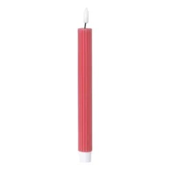 Xenos LED dinerkaars rib - roze - ø2.2x24.5 cm- Led Kaarsen