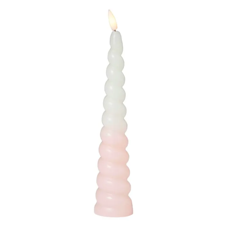 Xenos LED dinerkaars swirl - roze - ø5x20 cm- Led Kaarsen