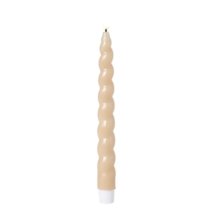 Xenos LED dinerkaars twist - beige - ø2.5x24.5 cm- Led Kaarsen