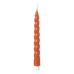 Xenos LED dinerkaars twist - oranje - ø2.5x24.5 cm- Led Kaarsen