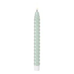 Xenos LED dinerkaars twist smal - groen - ø2.5x24.5 cm- Led Kaarsen