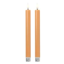 Xenos LED dinerkaarsen - taupe - set van 2 - ø2.2x24.5 cm- Led Kaarsen