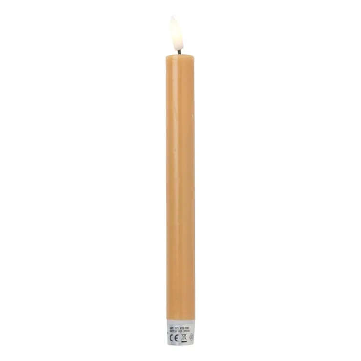 Xenos LED dinerkaarsen - taupe - set van 2 - ø2.2x24.5 cm- Led Kaarsen
