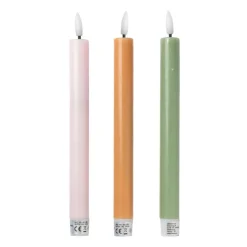 Xenos LED dinerkaarsen - taupe - set van 2 - ø2.2x24.5 cm- Led Kaarsen