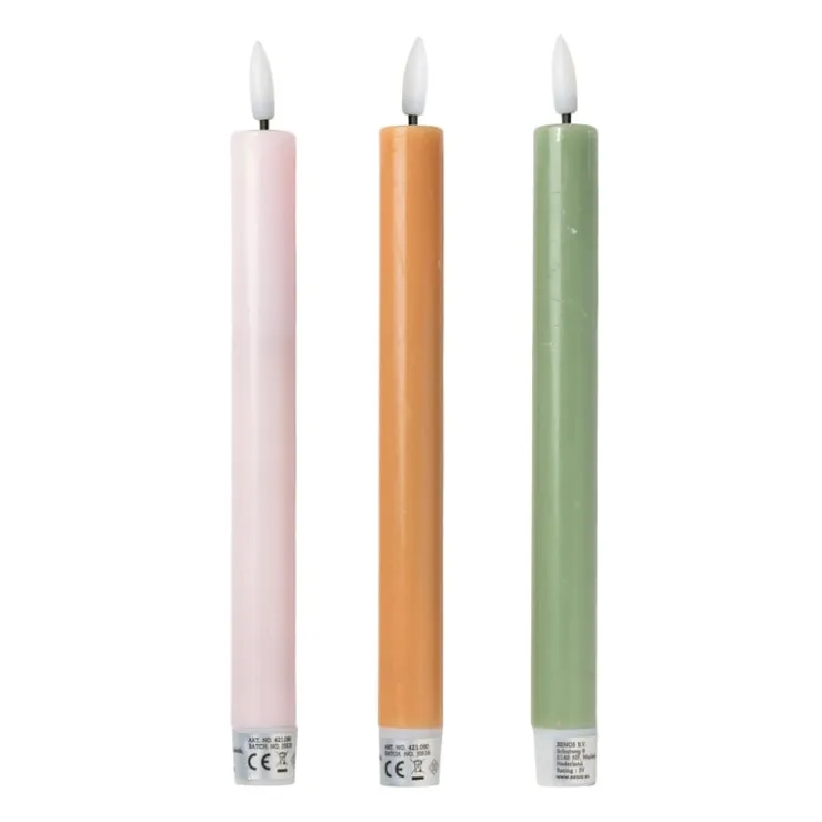 Xenos LED dinerkaarsen - taupe - set van 2 - ø2.2x24.5 cm- Led Kaarsen