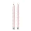 Xenos LED dinerkaarsen twist - roze - set van 2 - ø2.2x24.5 cm- Led Kaarsen