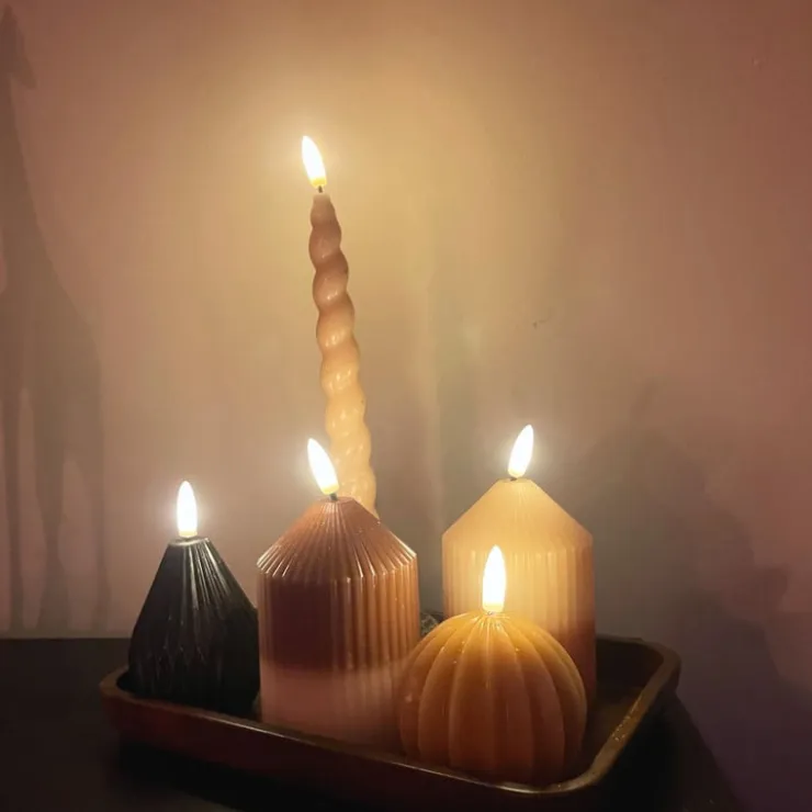 Xenos LED kaars duo - beige/lichtbruin - ø7x10 cm- Led Kaarsen