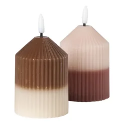 Xenos LED kaars duo - roze/lichtroze - ø7x10 cm- Led Kaarsen