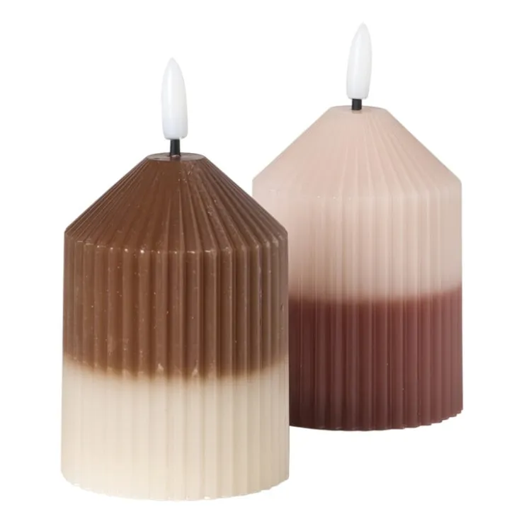 Xenos LED kaars duo - roze/lichtroze - ø7x10 cm- Led Kaarsen