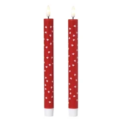 Xenos LED kaars hartjes - roze/rood - ø2.2x24 cm- Led Kaarsen