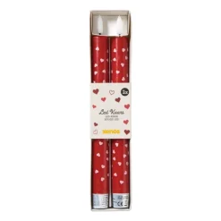 Xenos LED kaars hartjes - roze/rood - ø2.2x24 cm- Led Kaarsen