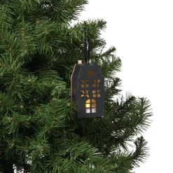 Xenos LED kersthuisje - zwart - 11.3x5.8x4.3 cm- Kerstverlichting|Kersthuisjes