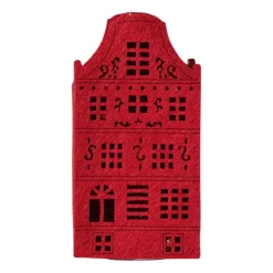Xenos LED kersthuisje vilt - rood - 11.3x5.8x4.3 cm- Kersthuisjes