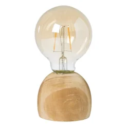 Xenos LED lamp houten voet - hout/glas - ø8x13.5 cm- Led Lampen|Tafellampen