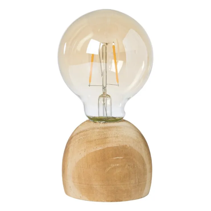 Xenos LED lamp houten voet - hout/glas - ø8x13.5 cm- Led Lampen|Tafellampen