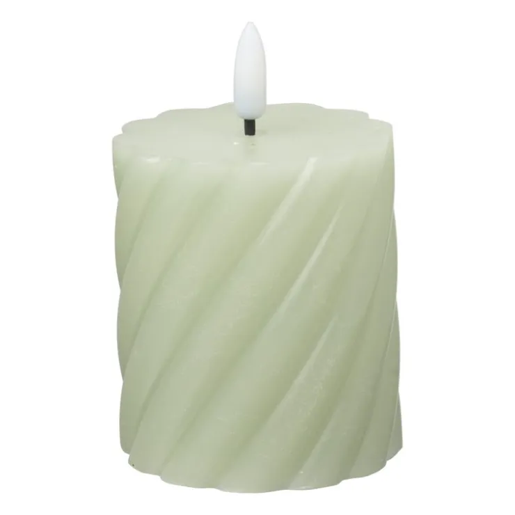 Xenos LED stompkaars klein twist - groen - ø7x8 cm- Led Kaarsen