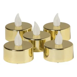 Xenos LED waxinelichten - goud - set van 5- Led Kaarsen