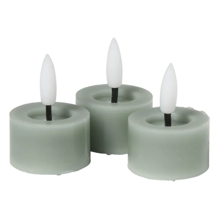 Xenos LED waxinelichten - groen - set van 3- Led Kaarsen