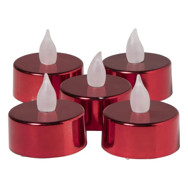 Xenos LED waxinelichten - rood - set van 5- Led Kaarsen