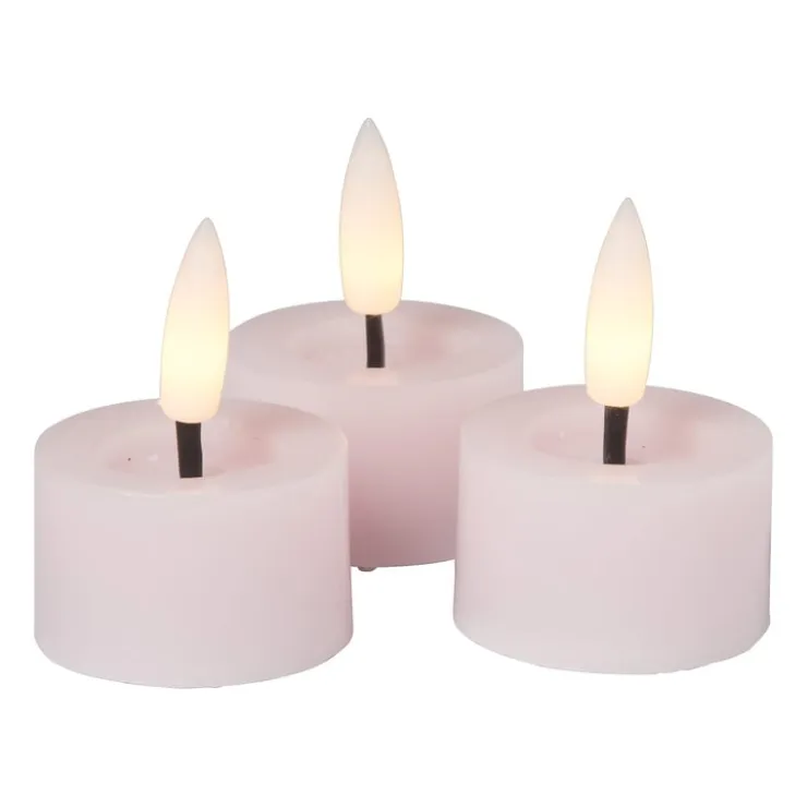 Xenos LED waxinelichten - roze - set van 3- Led Kaarsen