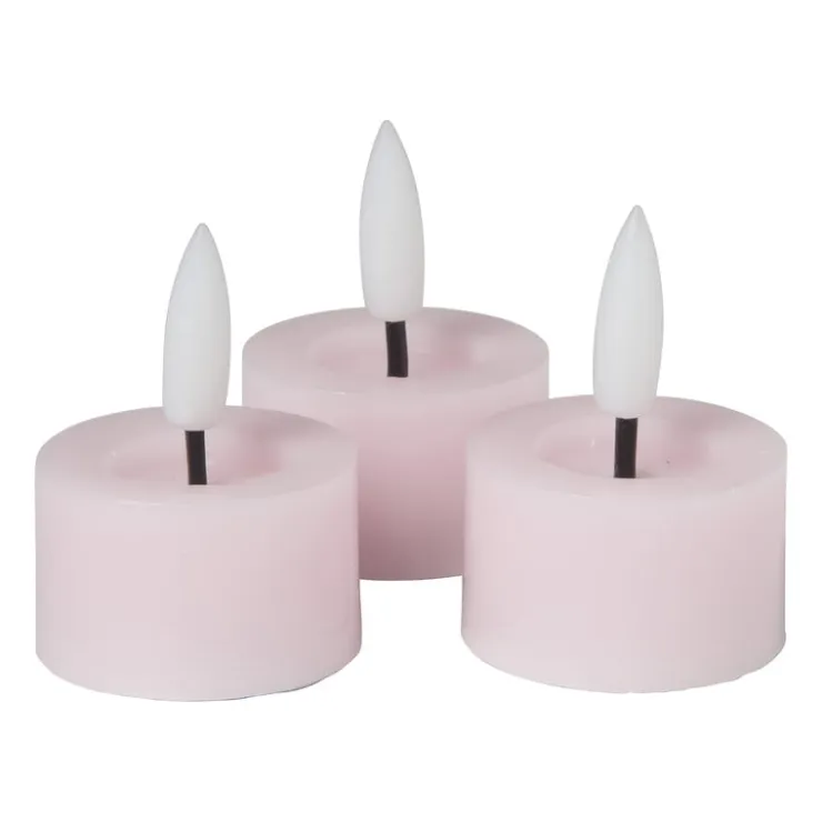Xenos LED waxinelichten - roze - set van 3- Led Kaarsen