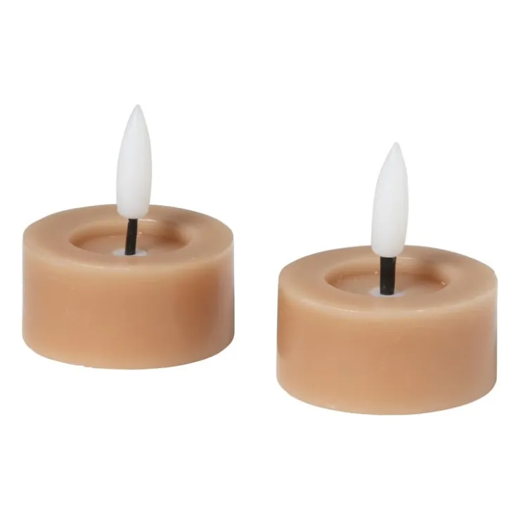 Xenos LED waxinelichten - taupe - set van 2- Led Kaarsen