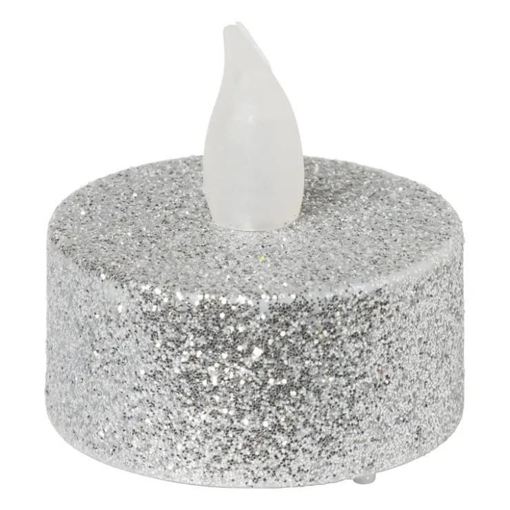 Xenos LED waxinelichten - zilver - set van 4- Led Kaarsen|Waxinelichtjes