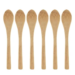 Xenos Lepels bamboe - 13.5 cm - set van 6- Lepels