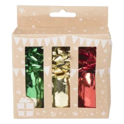 Xenos Lint met strik - groen/rood/goudkleurig - set van 3- Kerst Inpakken