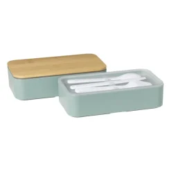 Xenos Lunchbox dubbel - groen - 9.5x18.5x10.5 cm- Broodtrommels