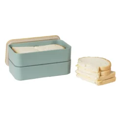 Xenos Lunchbox dubbel - groen - 9.5x18.5x10.5 cm- Broodtrommels