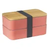 Xenos Lunchbox dubbel met bestek - oranje - 700 ml- Broodtrommels