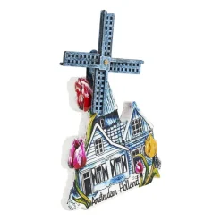 Xenos Magneet molen - blauw - 8x1x10 cm- Holland Souvenirs