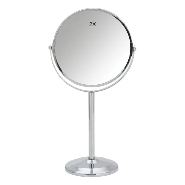 Xenos Make-up spiegel - chroom - ø16 x 36 cm- Badkamer Accessoires|Make-Up Spiegels