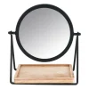 Xenos Make-up spiegel met plankje - zwart - 19x14x21 cm- Kerstcadeaus|Make-Up Spiegels