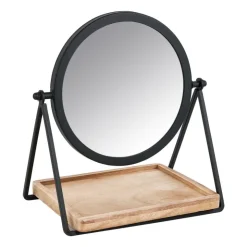 Xenos Make-up spiegel met plankje - zwart - 19x14x21 cm- Kerstcadeaus|Make-Up Spiegels