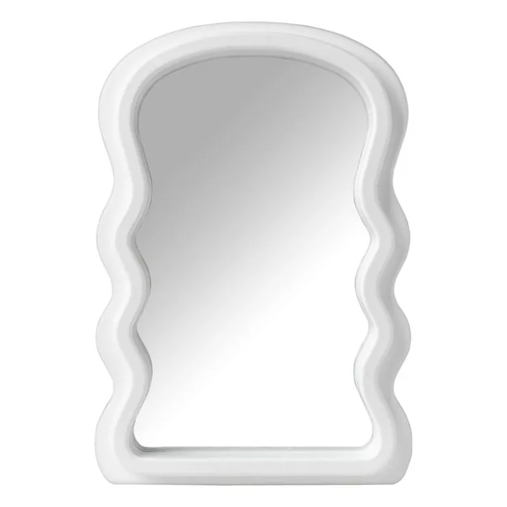 Xenos Make-up spiegeltje wave - wit - 26x17.7x2.7 cm- Make-Up Spiegels