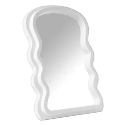Xenos Make-up spiegeltje wave - wit - 26x17.7x2.7 cm- Make-Up Spiegels