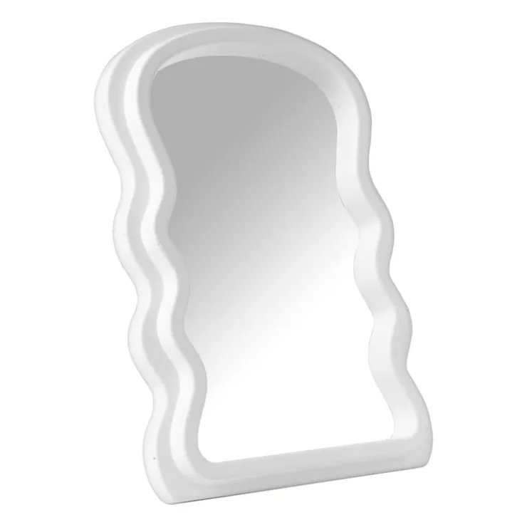 Xenos Make-up spiegeltje wave - wit - 26x17.7x2.7 cm- Make-Up Spiegels