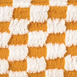 Xenos Mand checks groot - oranje/wit - 15x36x26 cm- Manden|Manden