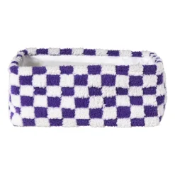Xenos Mand checks groot - paars/wit - 15x36x26 cm- Manden|Manden