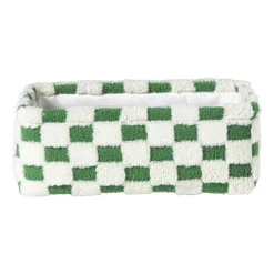 Xenos Mand checks klein - groen/wit - 11x30x20 cm- Manden|Manden
